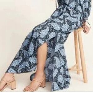 J. Crew Collection Pull On Maxi Skirt In Ratti Pacific Paisley Print Blue Size L